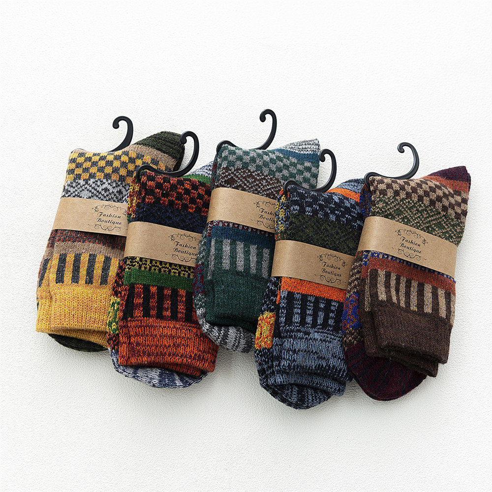 Title 1, Mens Stripe Thickened Mid-tube Wool Socks. War...