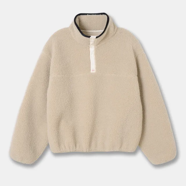 Lamb Wool Sweatshirt Lapel Thickening Warm Lazy Pullover Soft Glutinous Plush Coat Beige - Shop at LoveMi