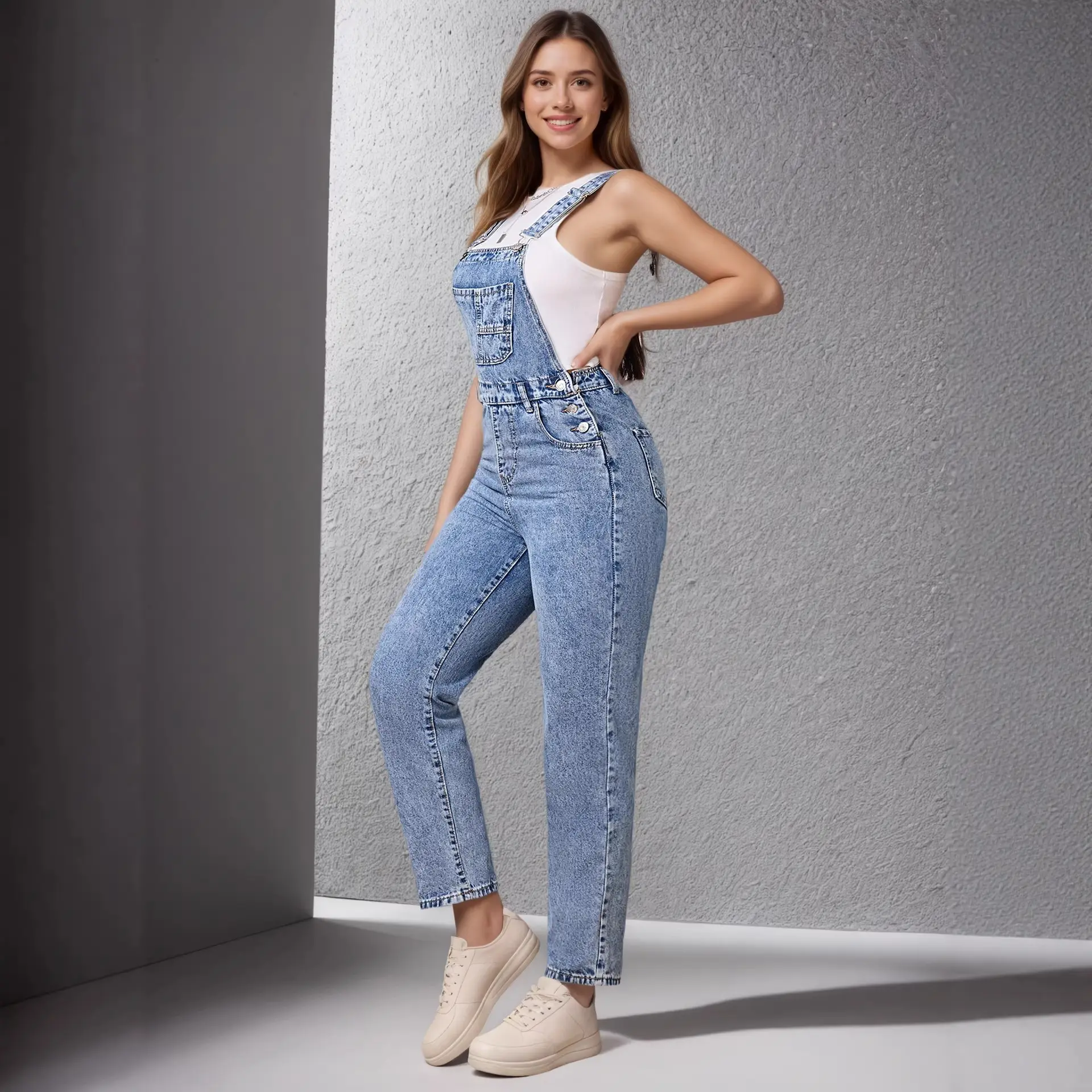 Summer Non-stretch Denim Overalls
