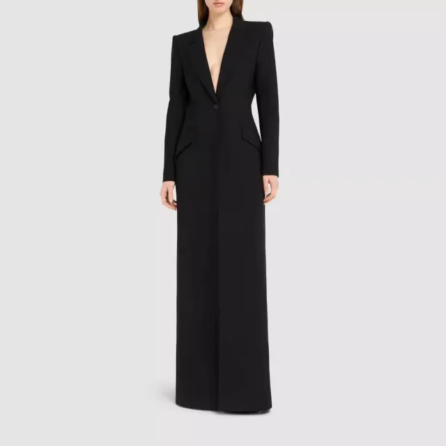 Elegant One Button Long Slim Black Suit Large Coat Black - Shop at LoveMi