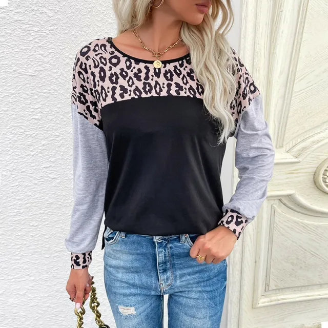 Women's Street Pullover Round Neck Patchwork Sweater Black - Shop at LoveMi