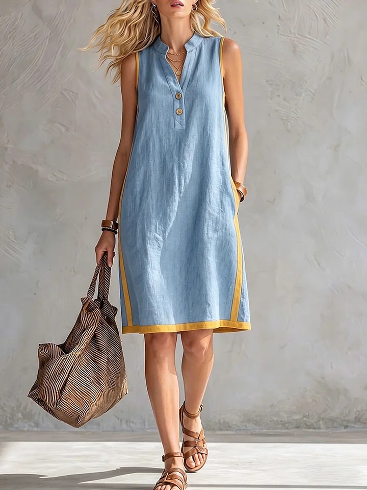 Women's pocketed A-line midi dress color options: apricot, army green, caramel, dark gray, navy blue, sky blue