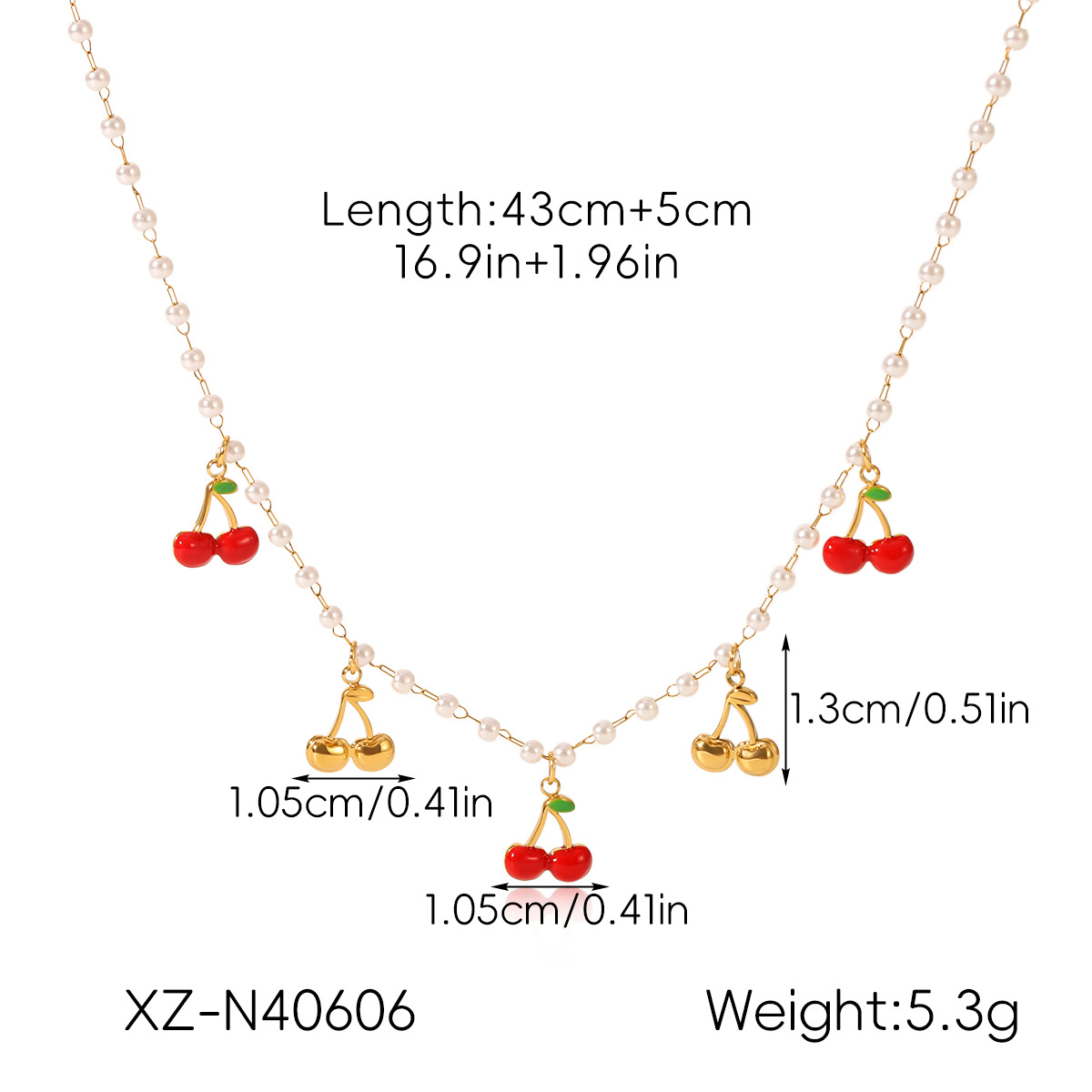 Stainless Steel Cherry Pearl Necklace, picture 4 of 4