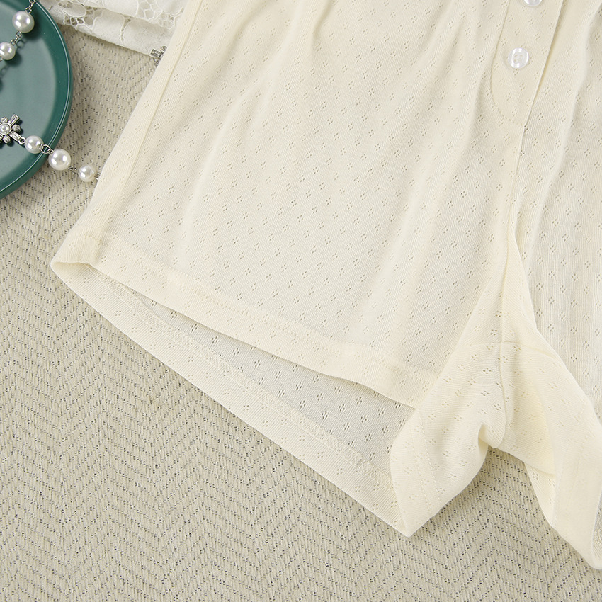 Fashion Long Sleeve Cardigan Shorts Knitted Two-piece