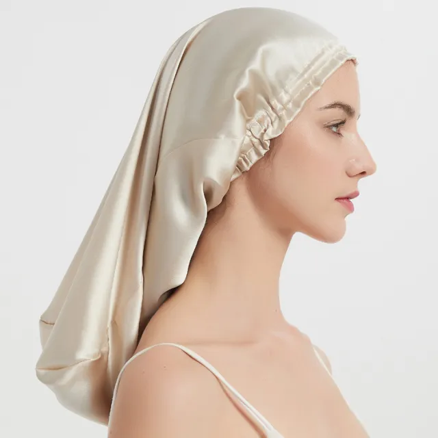 Silk Long Tube Nightcap Hair Care Thermal Heat Cap Beige - Shop at LoveMi