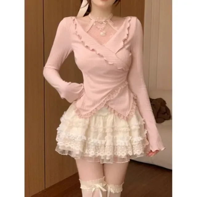 Womens Two Piece Set Asymmetrical Top Lace Skirt Top And Skirt Suit S - Shop at LoveMi