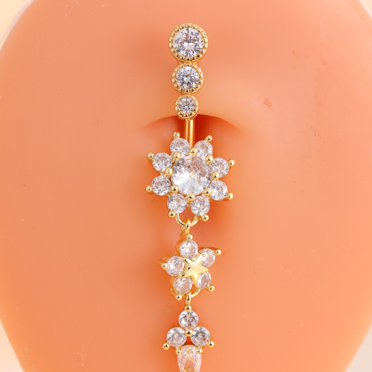 Round Zircon Navel Piercing Jewelry For Body Piercing