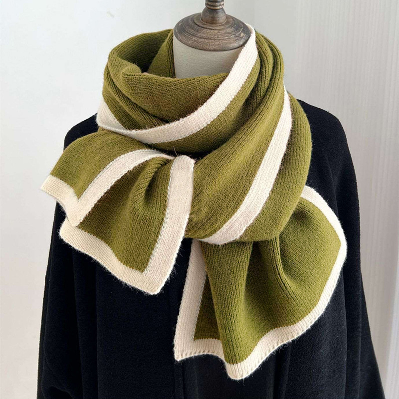 Color Matching Scarf Knitted Wool Scarf - Image 1