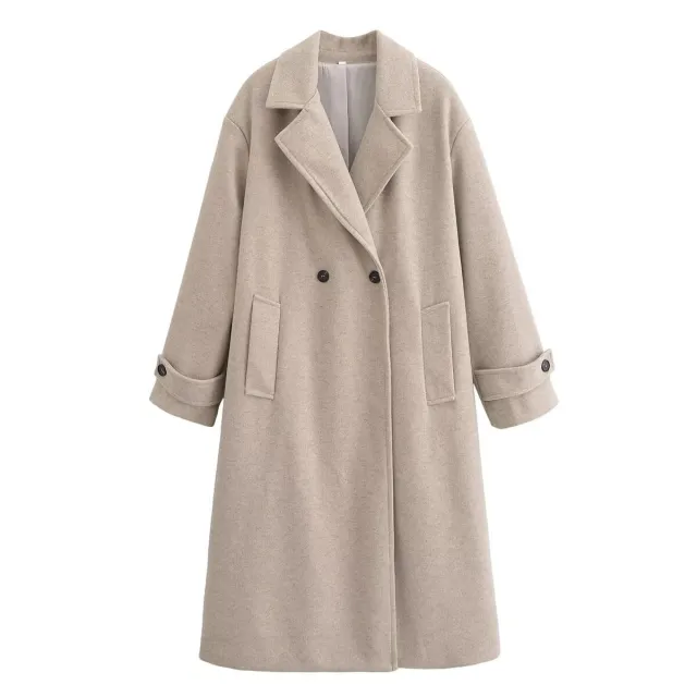 Coat Elegant Long Slimming Slim Fit 9 Beige - Shop at LoveMi