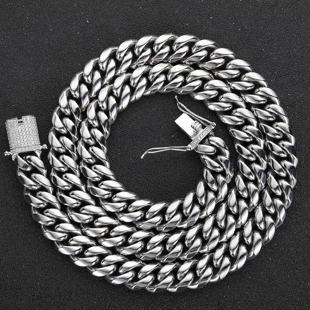 Hip Hop Stainless Steel Round Grinding Encrypted Cuban Necklace