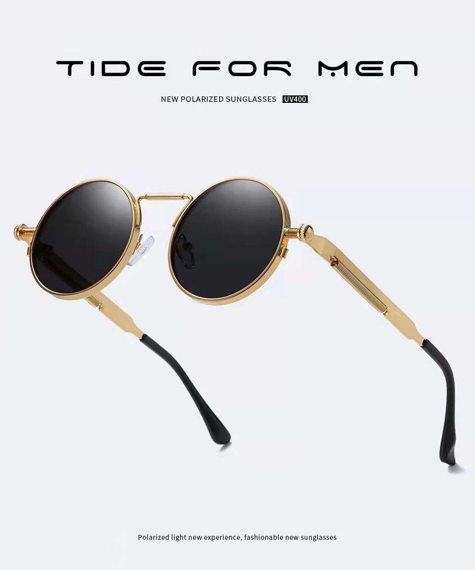 Title 10, Round Spring Mirror Leg Metal Sunglasses