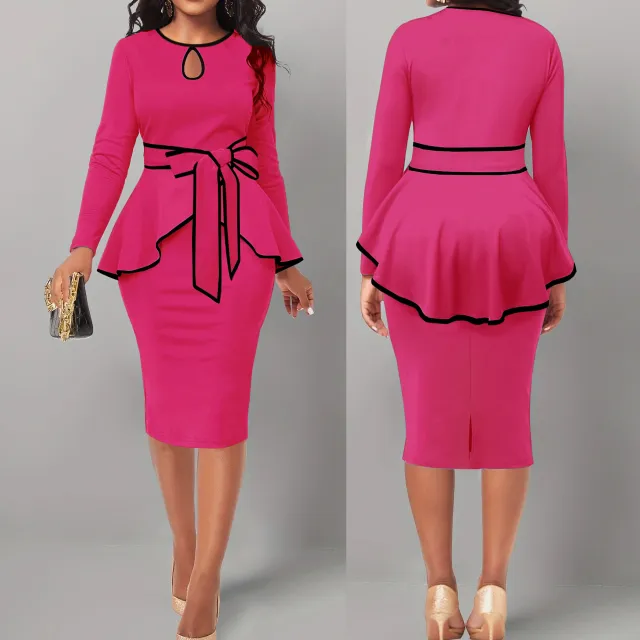 Irregular Suit Skirt Ruffle Top Back Slit Skirt Rose Red - Shop at LoveMi