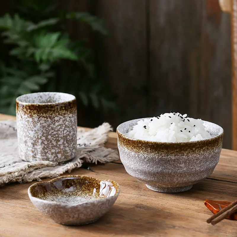 Vintage Ceramic Underglaze Household Rice Bowl