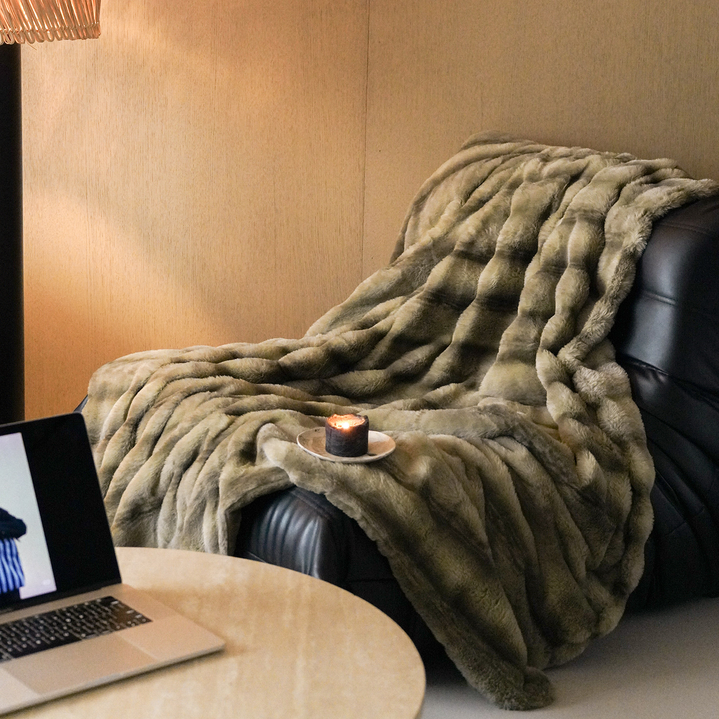 American-style Light Luxury Rabbit Fur High-end Thickened Warm Fleece Blanket