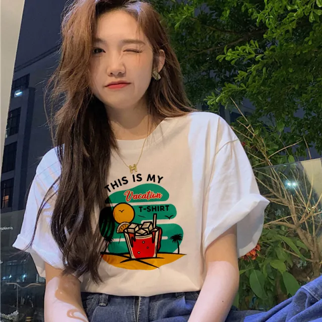 Short sleeved Women's Clothing Ins Fashion Printing Fashion All matching Watermelon Beverage - Shop at LoveMi