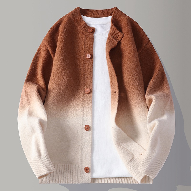 Gradient-knit Cardigan A Unisex Couple-matching Sweater With A Relaxed Casual Fit