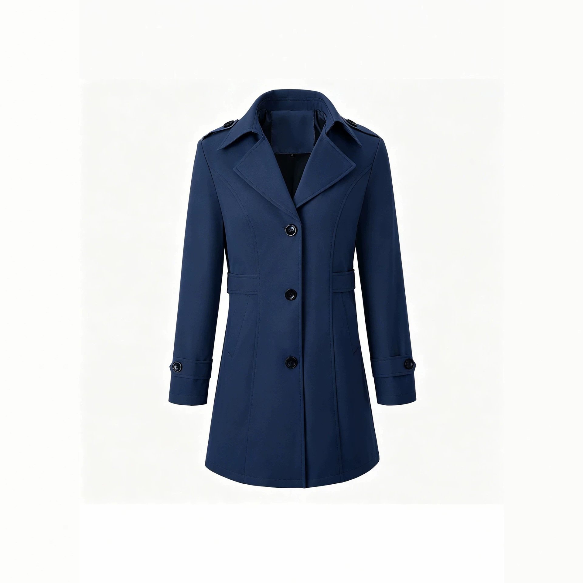 Spring Autumn Single-breasted Waist-cinching Figure-flattering Workwear Coat
