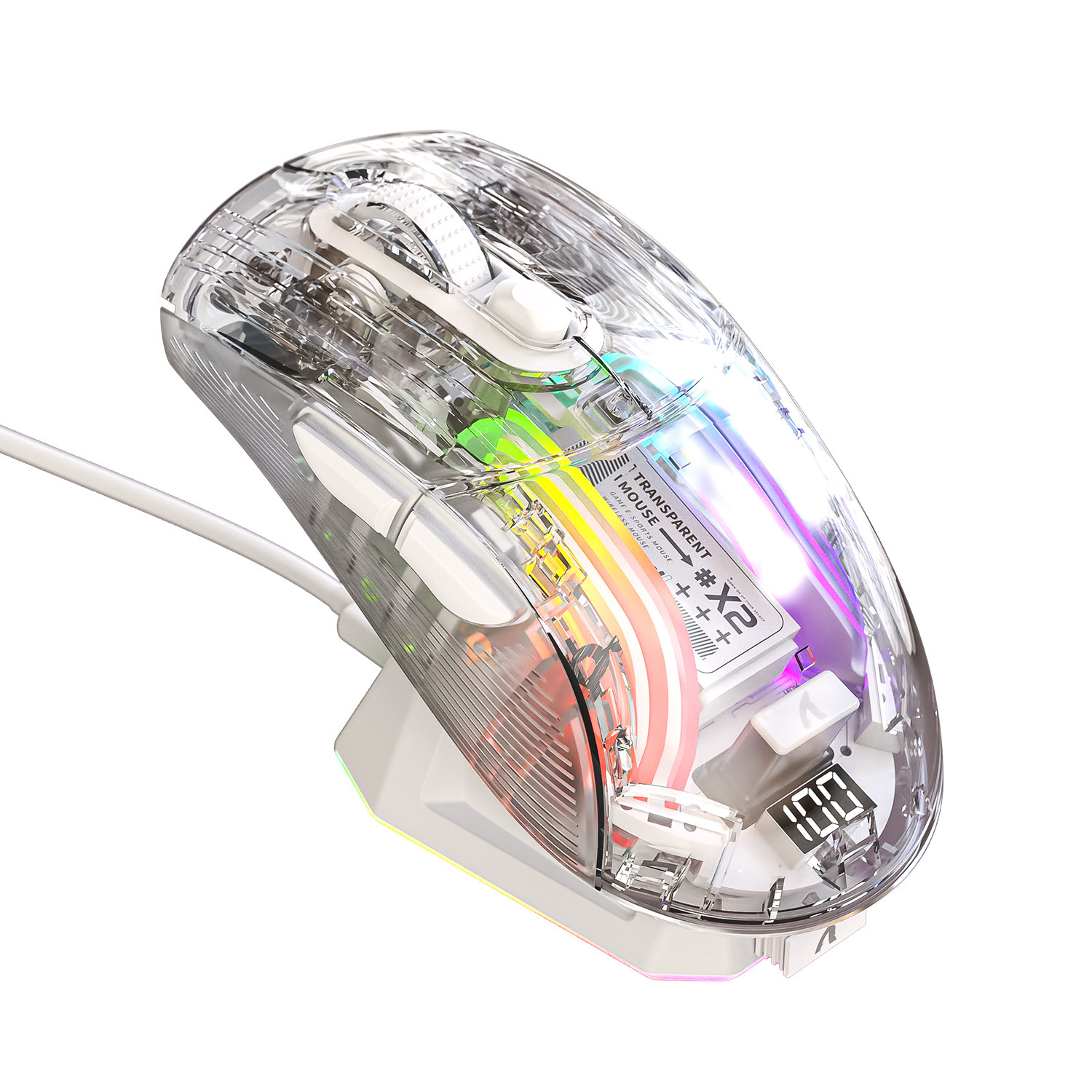 Trådløs Bluetooth Three-mode RGB Luminous Transparent - Miniatyr 5