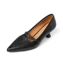 First-layer Cowhide Cloud-step Comfort Retro Pointed-toe Chunky-heel Mary Jane Shoes view 2