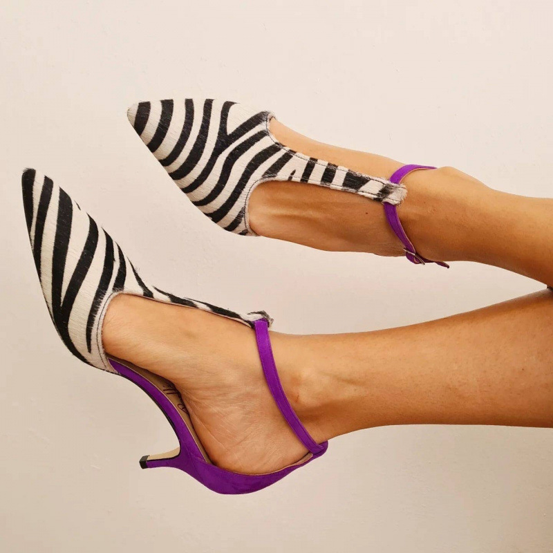 Plus-size Womens Stiletto Heels With A T-strap And Hollowed-out Design
