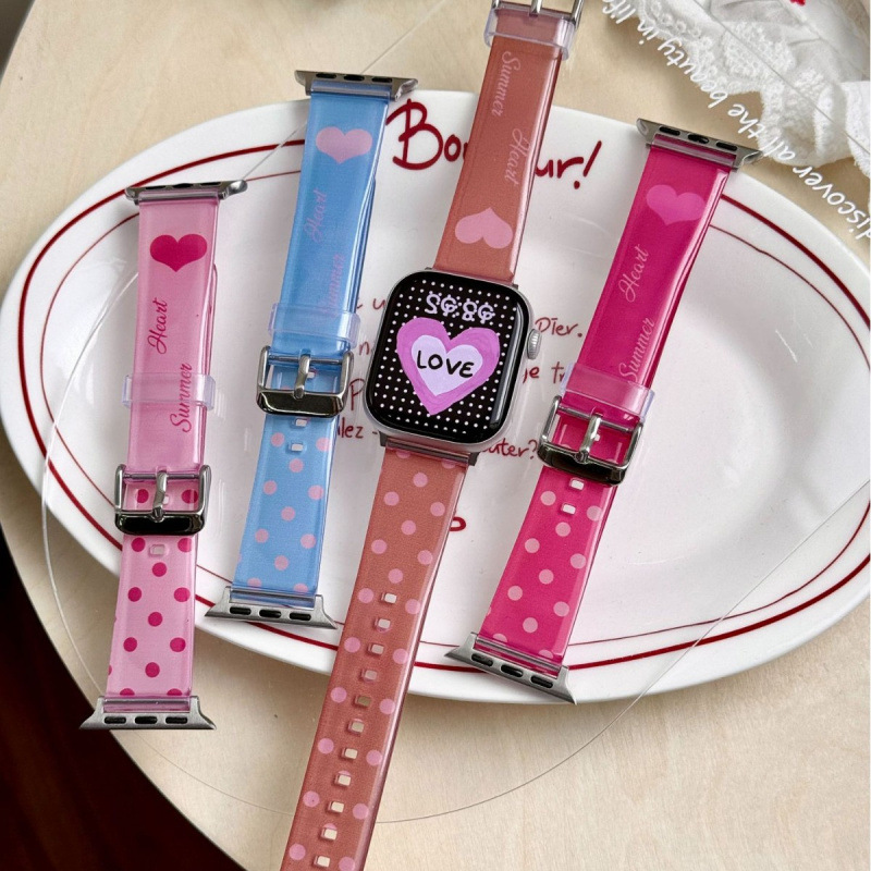 Fashionable Versatile And Minimalist Polka-dot Heart-pattern Watch Strap