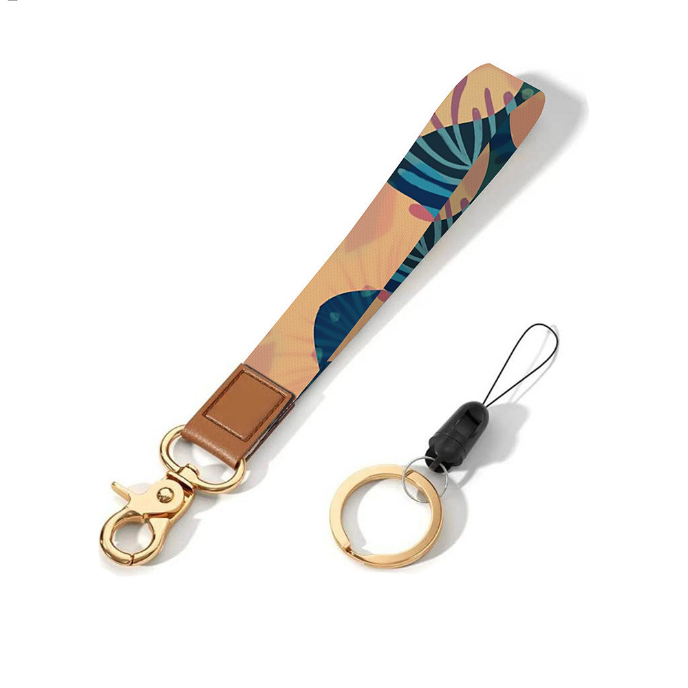 Leather-Polyester Wrist-Neck Dual-Use Keychain Lanyard