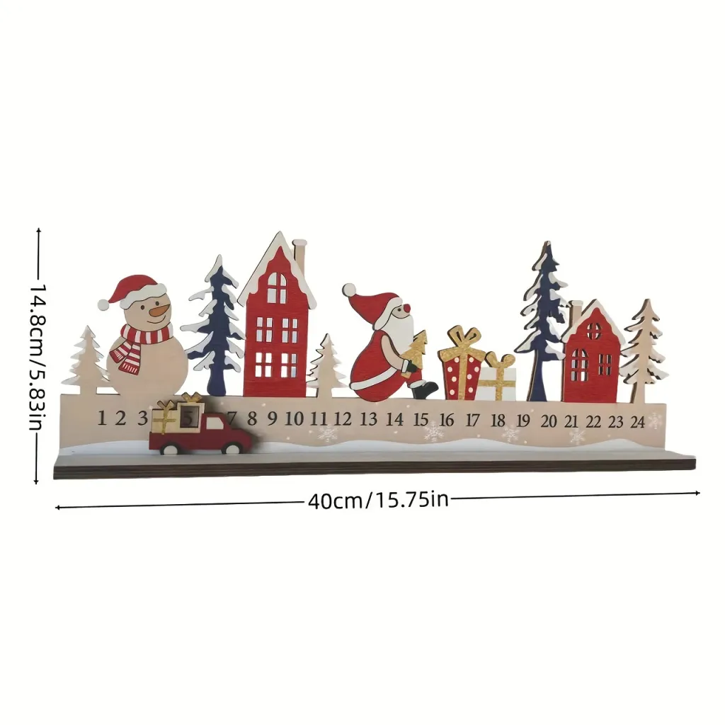 New Christmas Calendar Wooden Decorative Ornaments - Santa Claus Countdown Car