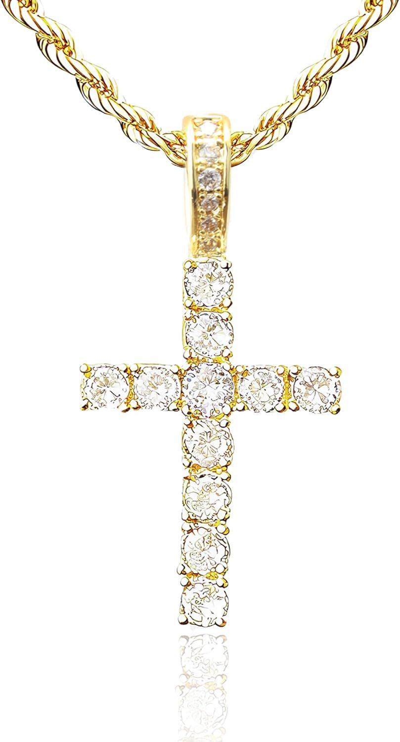 Gold-Plated Pave Cross Pendant Necklace, picture 4 of 4