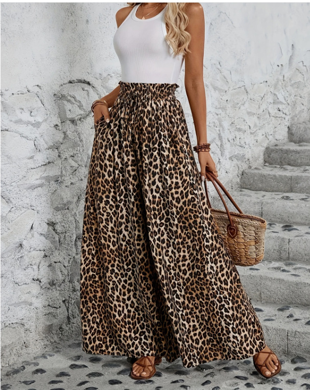 Pantalones holgados de pierna ancha con estampado de leopardo y talle alto para mujer. D8b5e965 952c 4af3 Ac3b D6469632f7e4