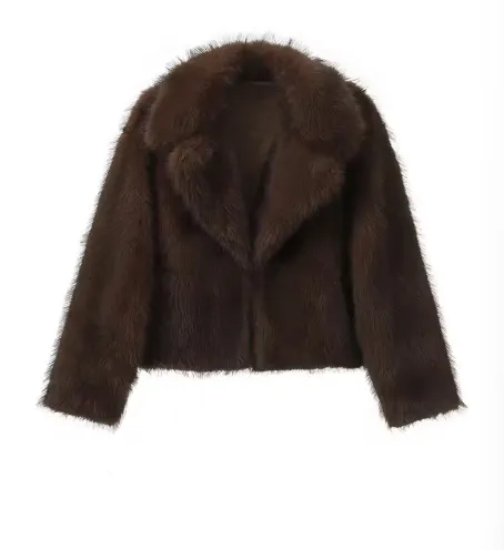 Fur Autumn And Winter Faux Fur Women's Clothing Top Coffee - Shop at LoveMi