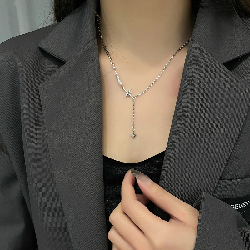 Special-interest Design Asterism Stitching Pearl Necklace