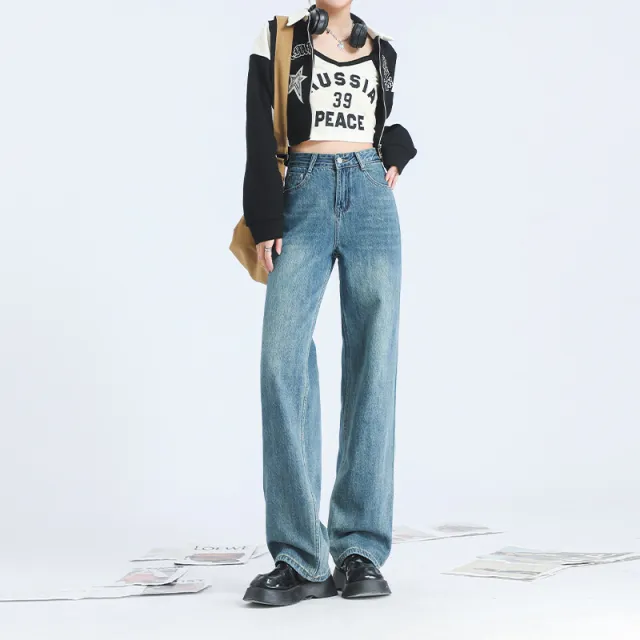 Women's Fashion Best seller Wide leg Jeans Retro Blue - Shop at LoveMi