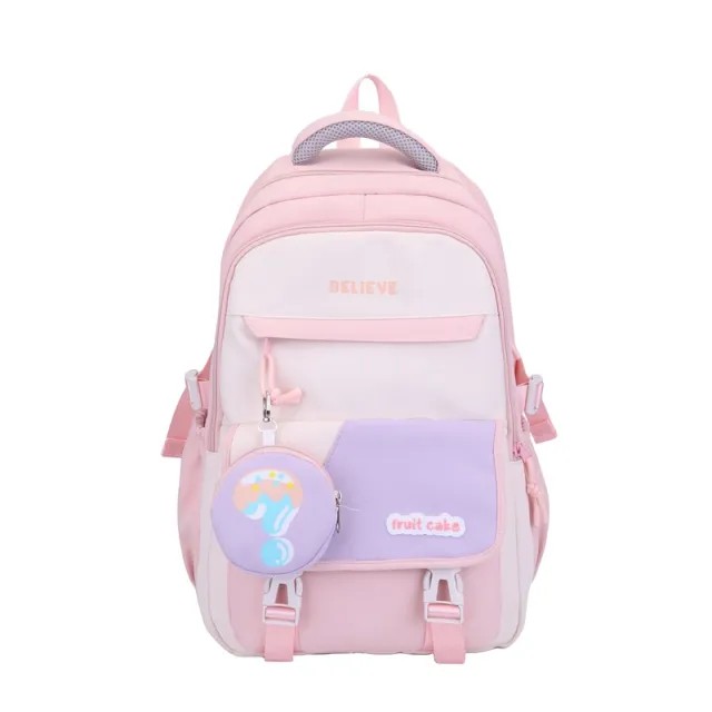 Backpack For Junior High School Girls Large Capacity Lightweight Pink - Shop at LoveMi