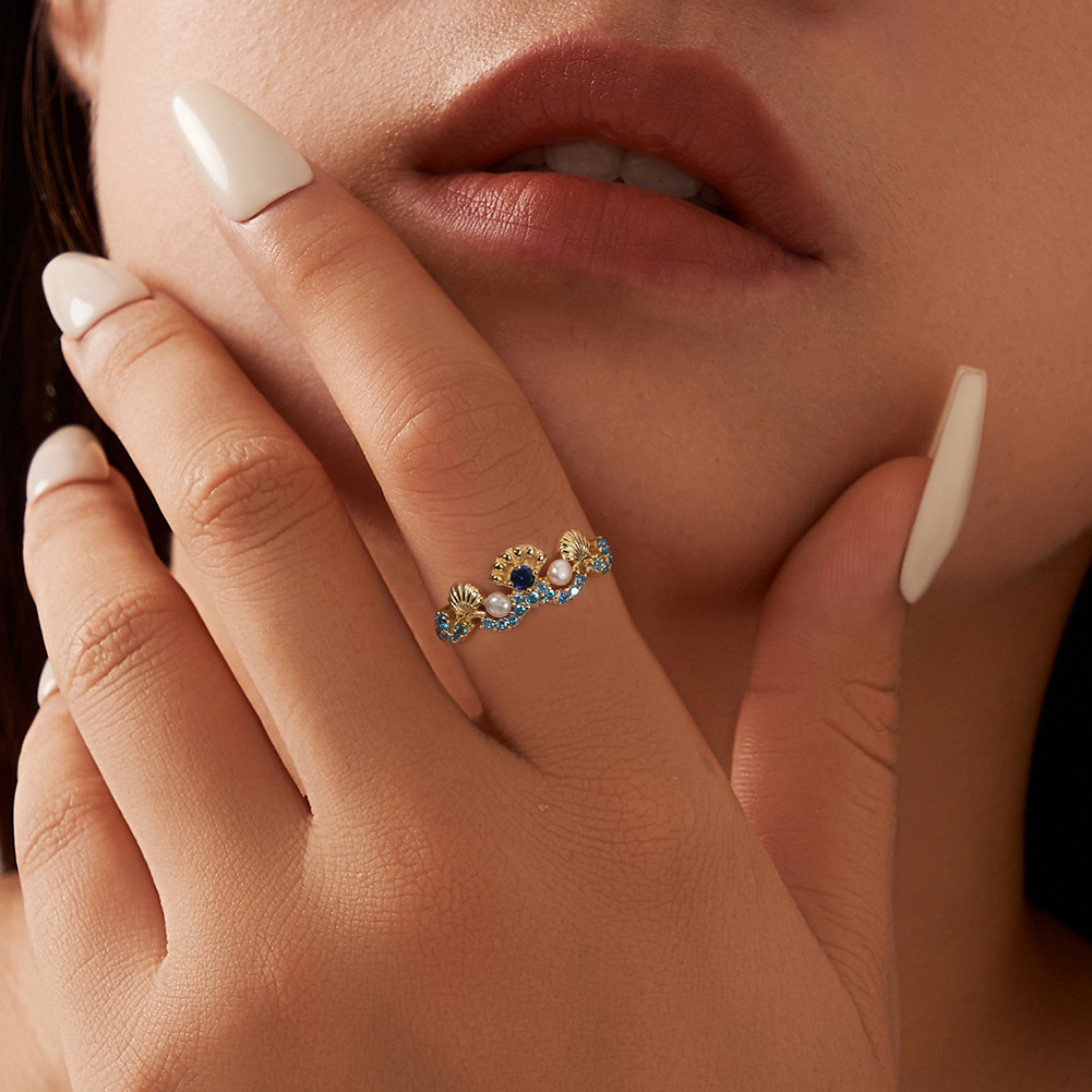 Dainty Design Zircon Pearl Shell Sterling Silver Ring