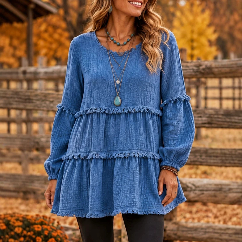 Womens Casual Top With Long Sleeves And Panel Design — foto 8