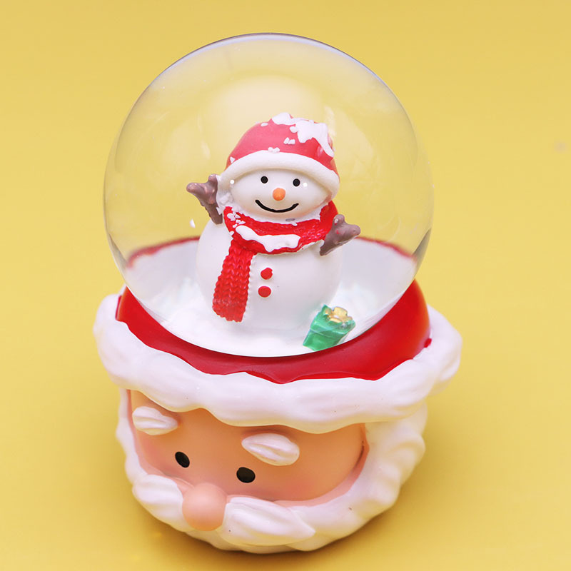 Cute cartoon santa claus trumpet snow globe ornament
