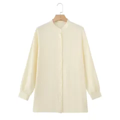 Long Sleeve Shirt Loose Wide Leg Pants Casual Two-piece Suit - Beige Top - View 1