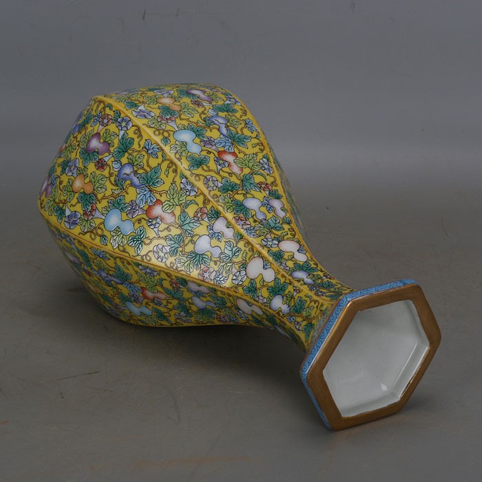 Gold Gourd Pattern Hexagonal Bottle Distressed