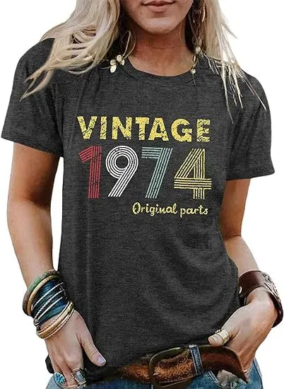 Vintage Women's Letter Vintage Print Party Top Dark Gray 1 - Shop at LoveMi