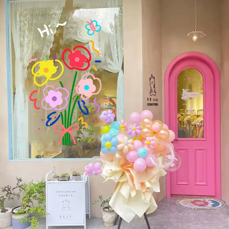 Showcase Glass Stickers Static Window Flower Wall Sticker