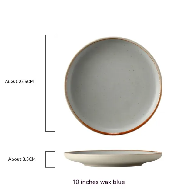 Round Light Plate Dish Western Cuisine Plate Simple Large Ceramic Plate Style 7 - Shop at LoveMi