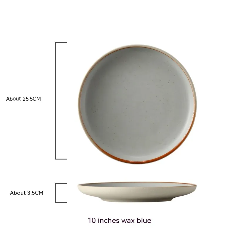 Round Light Plate Dish Western Cuisine Plate Simple Large Ceramic Plate - Style 7