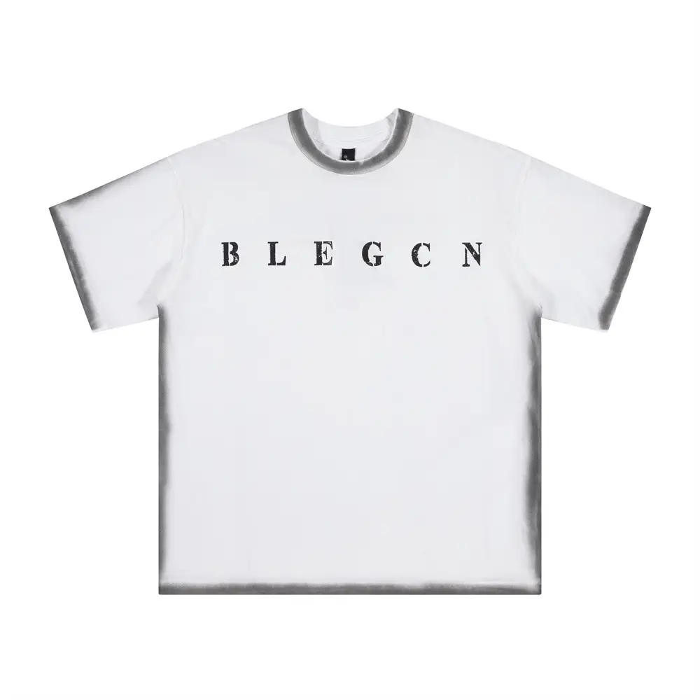 Spray Painting Outline Short Sleeve Men's High Street Design Sense
