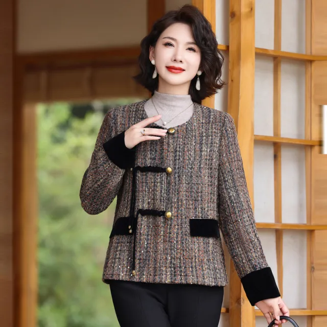 Mom's Short Coat Middle aged And Elderly Autumn Clothes Black And Gray - Shop at LoveMi