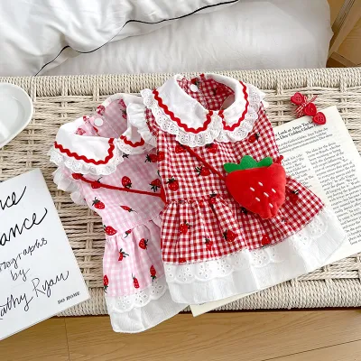 Cute Dog Pet Clothes Strawberry Dress