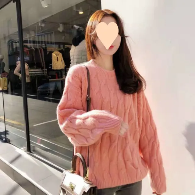Autumn And Winter Female Students Fleece lined Thickened Cable knit Sweater You Yuzhong Without Velvet - Shop at LoveMi