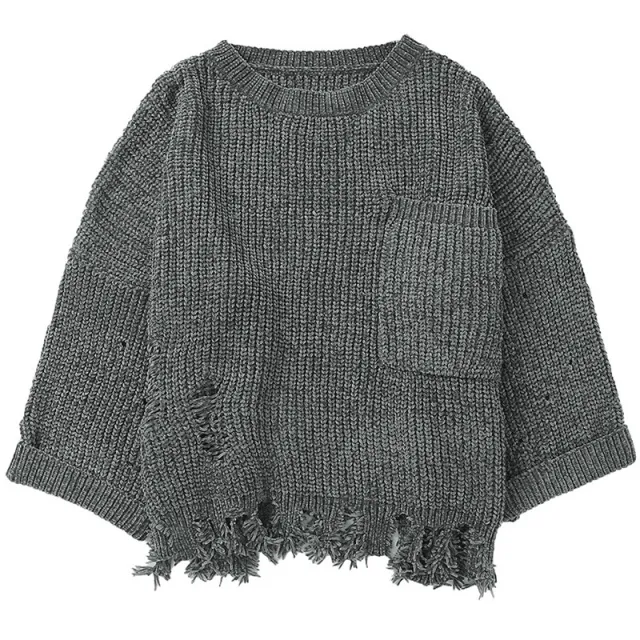 Women's Loose Leisure Pullover Warm Sweater Gray - Shop at LoveMi