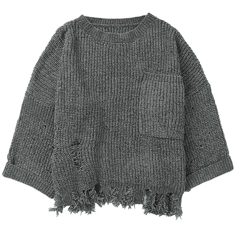 Women's Loose Leisure Pullover Warm Sweater - Gray