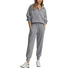 Fashion Casual Long Sleeve Half Zip Sweatshirt Two-piece Set - Grey - View 1