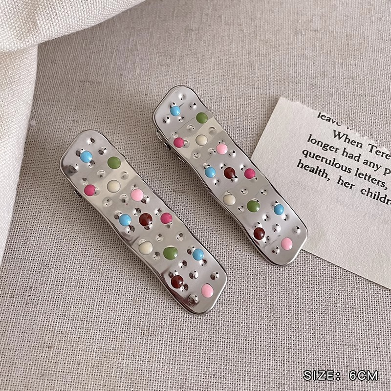 Shiny Silver Star Drop Color Wave Point Duckbill Metal Barrettes